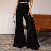 Женские брюки Эластичные с высокой посадкой Широкие брюки Блестящий дизайн Блестки Повседневные брюки Вечеринки Отпуск Уличная одежда