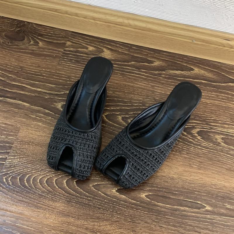 Дизайнерский бренд Женские слингбэки Летние мюли 2025 Босоножки на высоком каблуке Сандалии с открытым носком Женская обувь Слайды с квадратным носком Вьетнамки