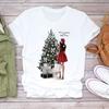 New Christmasthemed Simple Retro and Fashionable Halfsleeved Top for Women Made of Modal Fabric Is Selling Well Harajuku