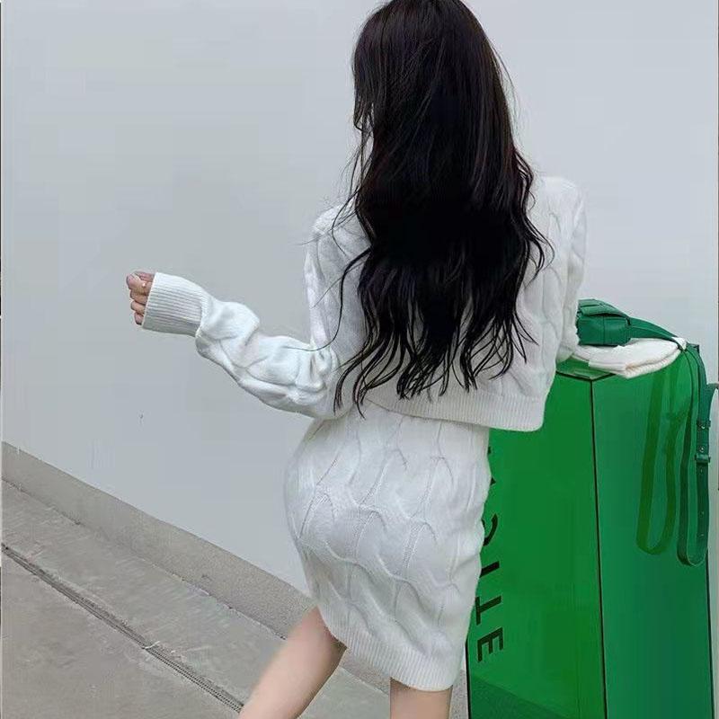 Пуловер из двух предметов, осенне-зимний комплект вязаного свитера, короткий свитер Pure Desire, сексуальный пикантный женский свитер с запахом на руку для девочек