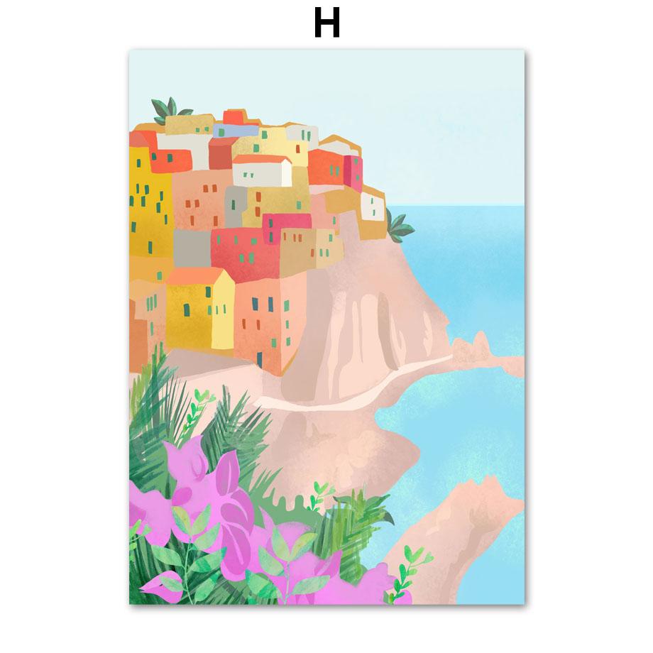 Скандинавское Эгейское море, Марокко, холст, картина для девочек, путешествия, пейзаж, настенное искусство, синий океан, постер, украшение для гостиной, дома, Куадрос