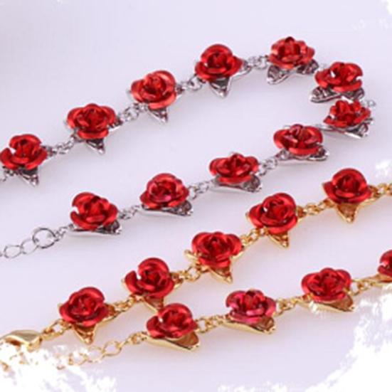 Хорошие женские браслеты из нержавеющей стали с красной розой