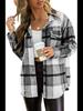2024 Женская повседневная рубашка в клетку с длинным рукавом и большими карманами