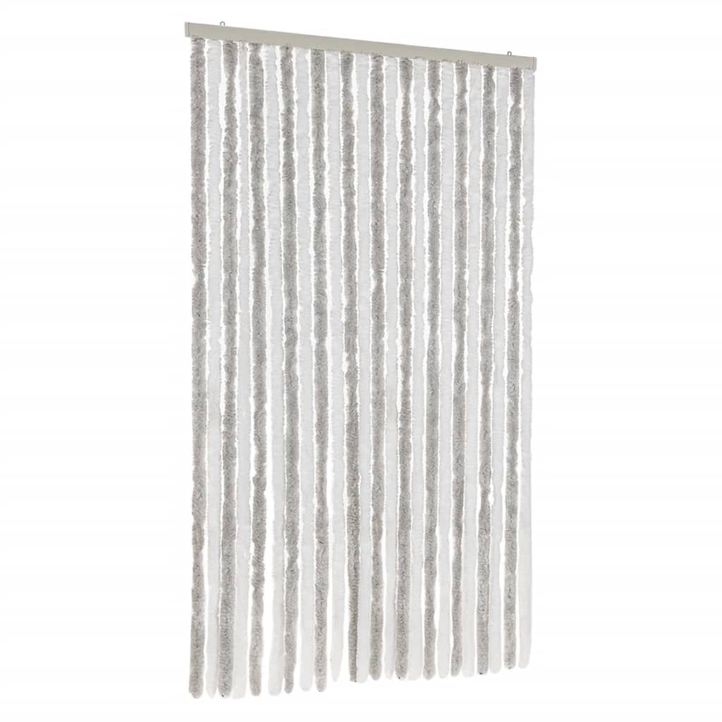 Fly Screen Curtain Light Grey and White 100 x 230 cm Chenille