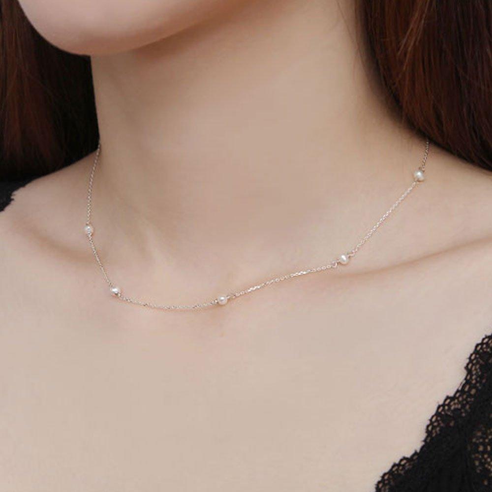 92.5 Silver Basic Freshwater Pearl Necklace (Choose 1 of 2)