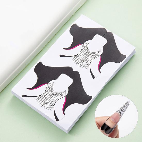Yousheng 100Pcs Professional Long Nail Forms Acrylic Nail Paper Forms Easy To Use Thick Nail Extension Forms Manicure Tools