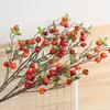 3 Pcs Fake Artificial Pomegranate Branches Stem Plastic Greenery Plants for Home Decor Office Restaurant Wedding Garden Patio Shop Window Room Decor