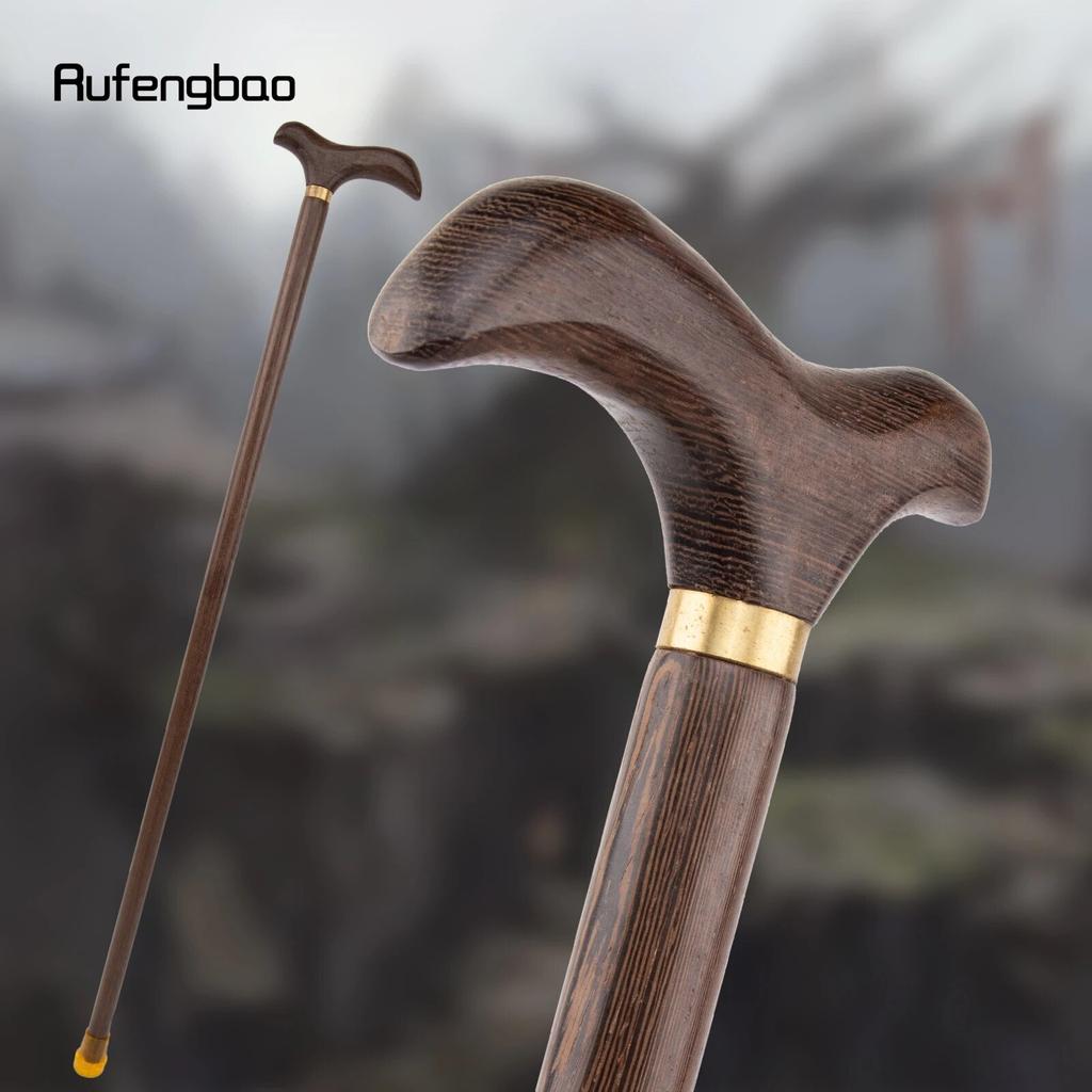 Yellow Wooden Traditional Single Joint Walking Stick Decorative Cospaly Party Wood Walking Cane Halloween Mace Wand Crosier 97cm