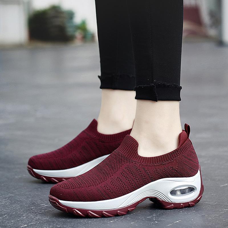 Новые женские повседневные туфли с одной педалью, ленивые, большого размера, с воздушной подушкой, качающиеся туфли, новые повседневные женские туфли из сетчатой ткани