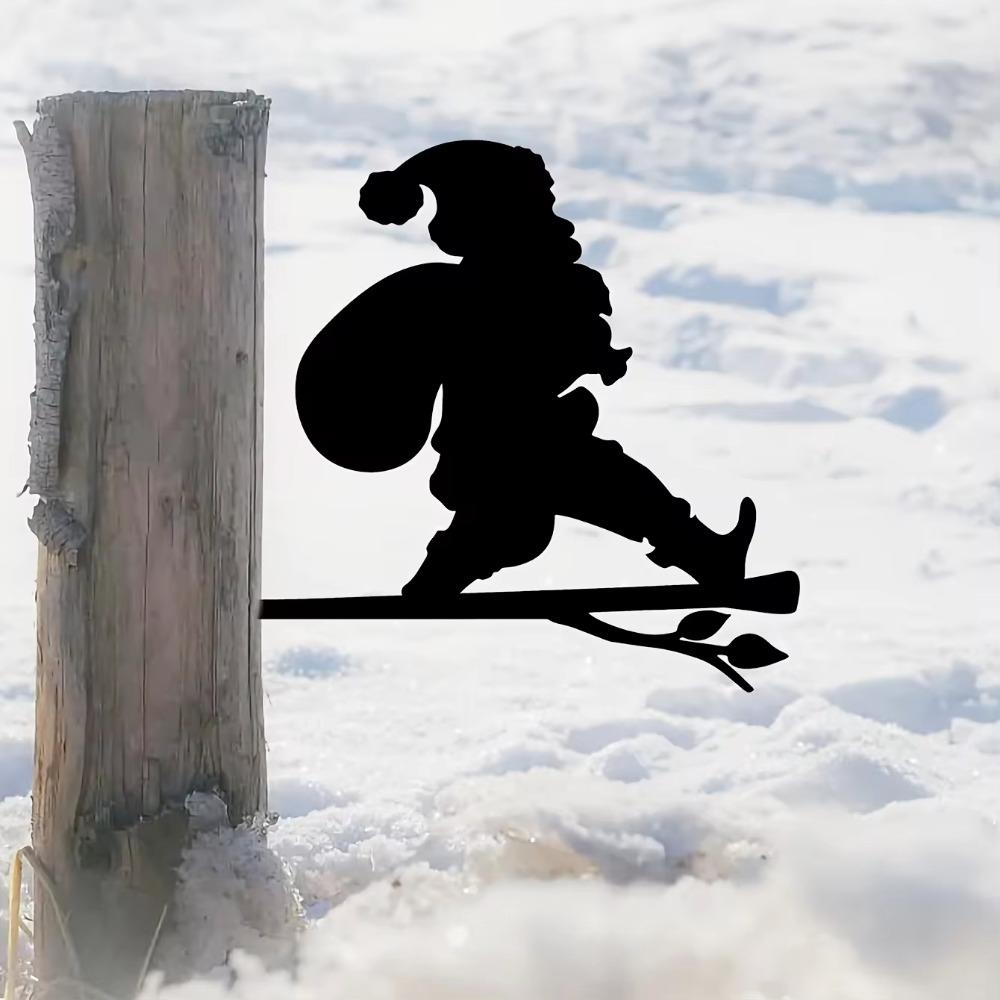 Счастливого Рождества Дедушка Металлическая Настенная Скульптура - Стальной Силуэт на Ветке, Идеально Подходит Для Украшения Дома, Сада и Уличной Статуи