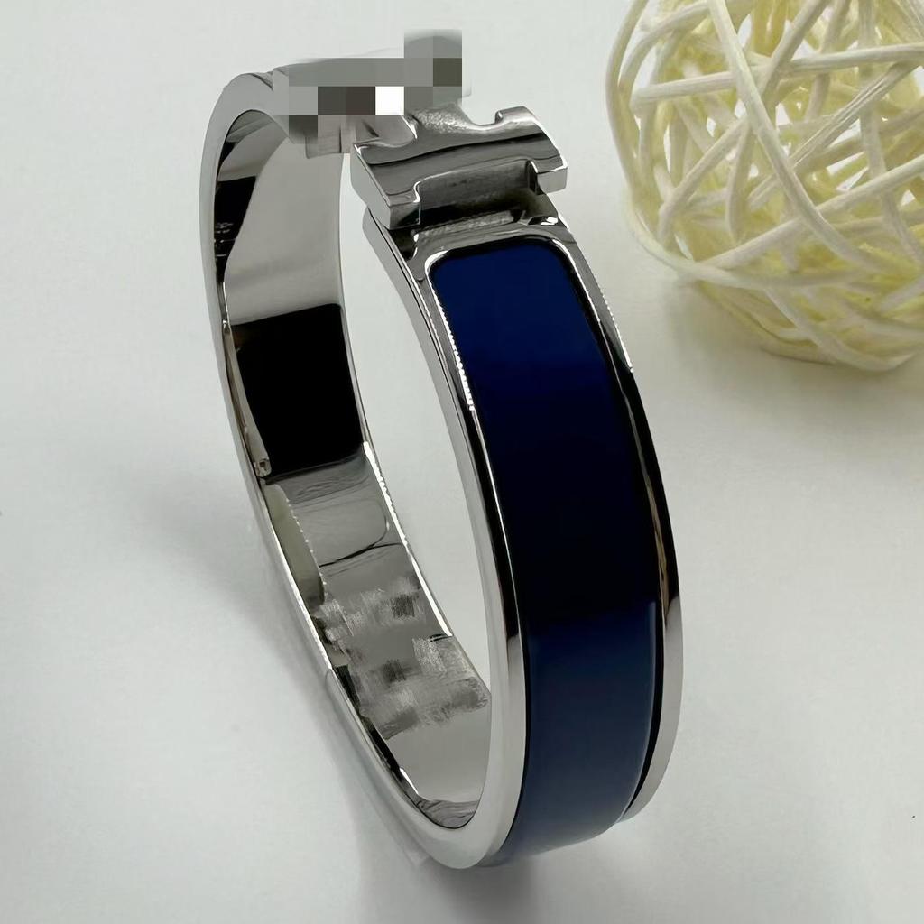 Браслет-бэнгл из эмалированной титановой стали 12 мм с буквой H - Европейский и американский модный браслет