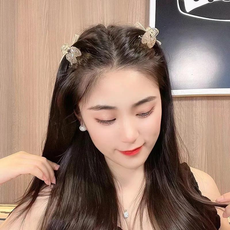 Корейские 2 шт. Милый Черный Красный Бант Маленький Зажим для волос Принцесса Бархатный Бант Заколка для волос Зажим-краб Головной убор Девочки Женщины