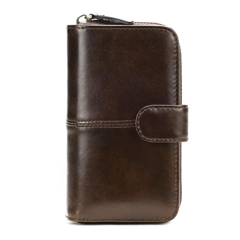 Retro Bag Top-tier Cowhide Men's Wallet Genuine Leather Zipper Coin Purse Leather Card Case