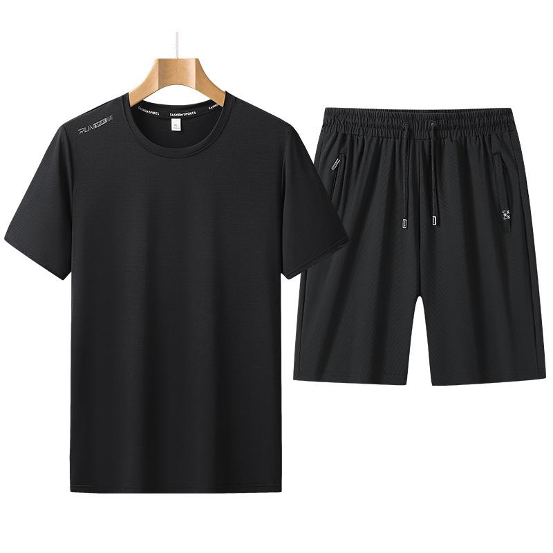 Men's 2026 Summer Sports Two-Piece Set: Round Neck Short Sleeve Top & Casual Shorts