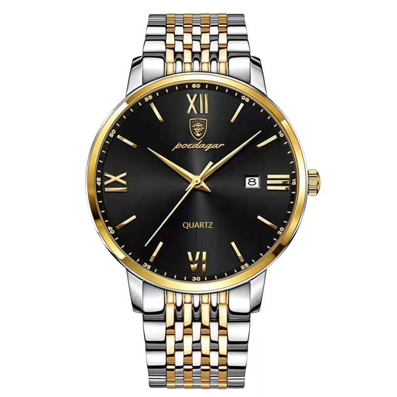 POEDAGAR Luxury Sports Men's Wristwatch Stainless Steel Waterproof Date Watch High Quality Casual Fashion Quartz Watches