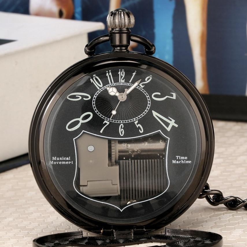 Новые изысканные карманные часы с музыкальным механизмом, музыкальная цепочка для часов с ручной игрой, римские цифры, цепочка с четвертью часа, подвесные часы, новогодний подарок с коробкой