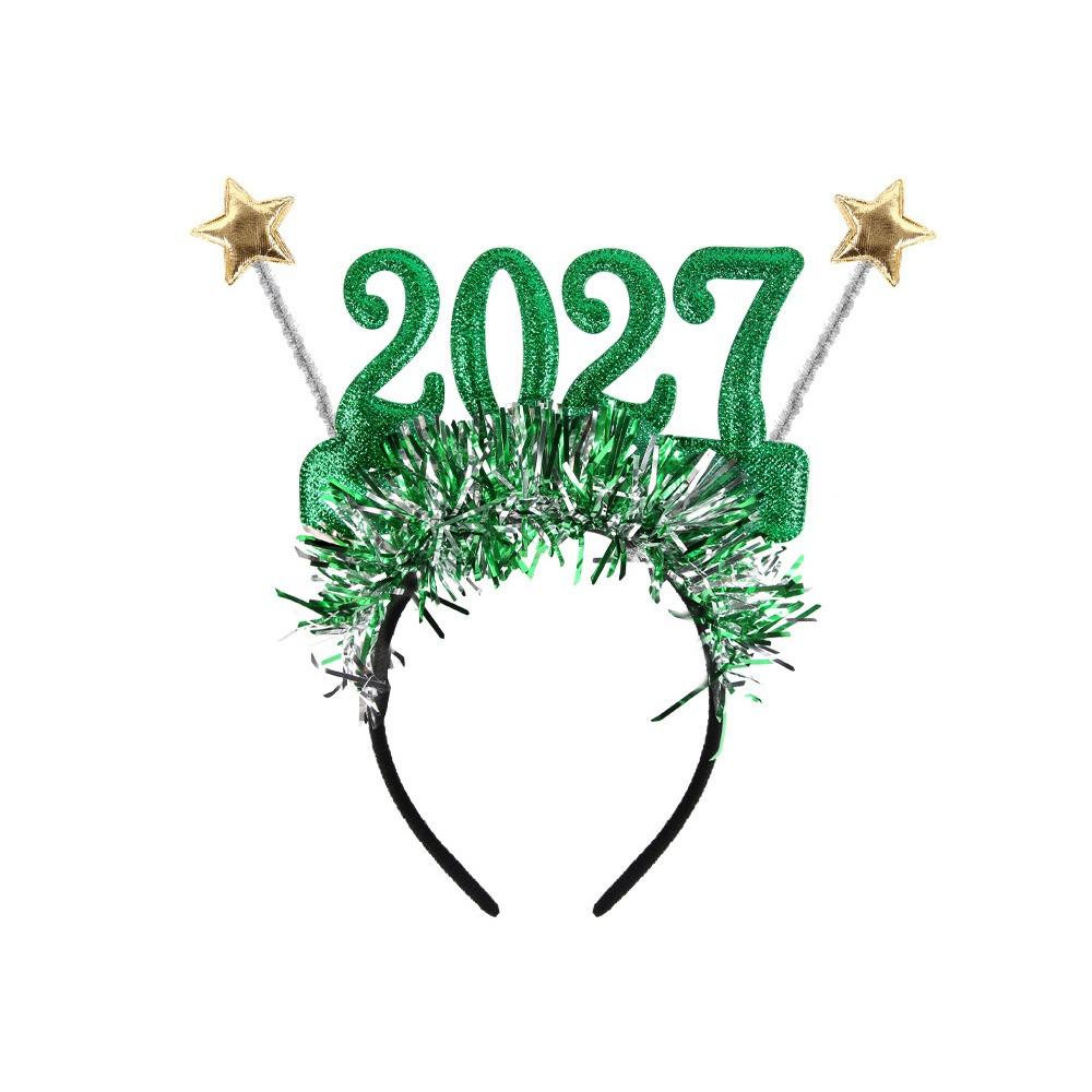 Cute 2027 Happy New Year Headband Sequin Star Strip Headwear Christmas Headpiece Masquerade Party