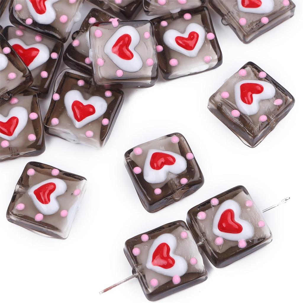 1 шт. ручная роспись цветные стеклянные точки любовь квадратные бусины для DIY ожерелье браслет серьги изготовление ювелирных изделий аксессуары для рукоделия