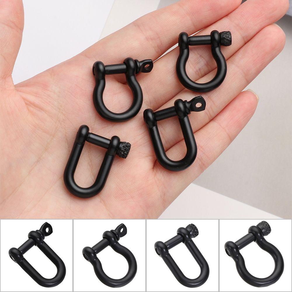 4 Styles Shackle Fob Bracelet Buckle Key Ring Keychain Hook D Bow Staples Solid Carabiner