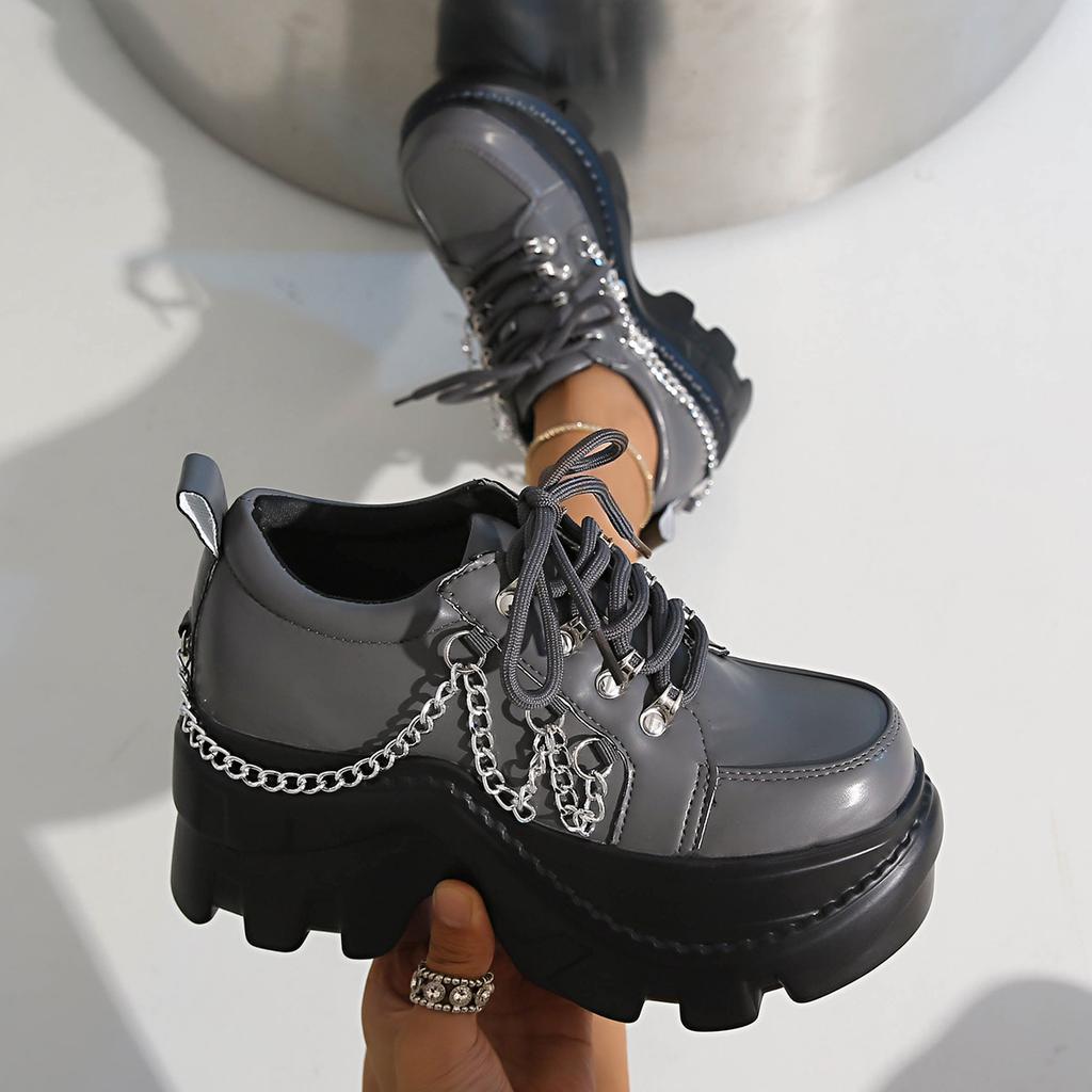 Киберпанк маленькие кожаные туфли шорти музыкальные туфли на платформе для увеличения роста женские темно-готические туфли с большой головой туфли с характером женская обувь