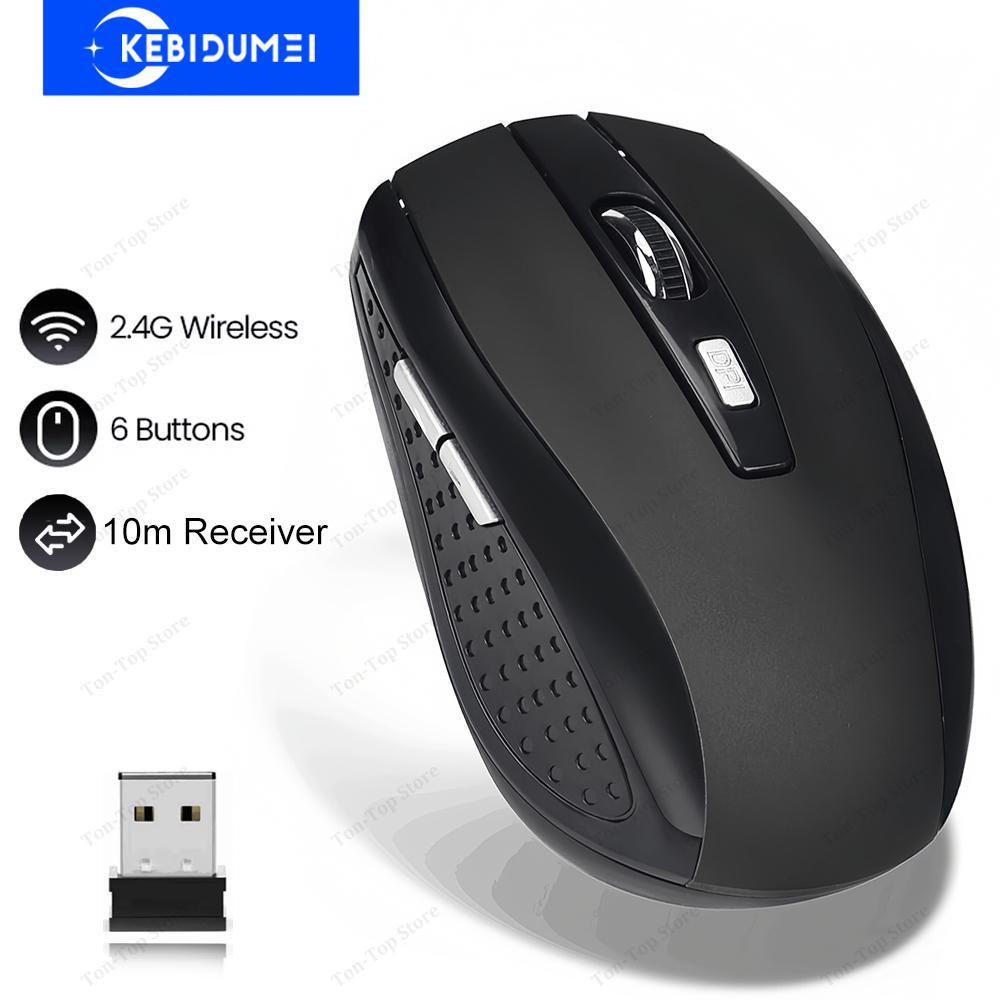 KEBIDUMEI 2.4G Wireless Mouse 6 Keys Gaming Mouse Ergonomic Silent Mouse 1600DPI Optical Office Mouse Mice for PC Laptop MacBook