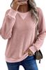 Women's Long Sleeve T-Shirt 2026 Fall Winter New Arrival Patchwork Color Block Waffle Knit Pullover Casual Loose Fit Tunic Top