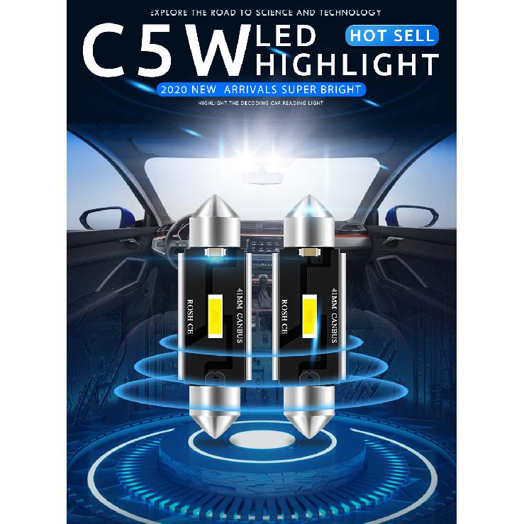 2PCS C5W C10W Super Bright CSP LED Bulbs Festoon 31mm 36mm 39mm 41mm Car Reading Dome Light No Error Auto License Plate Lamp Bulbs 7