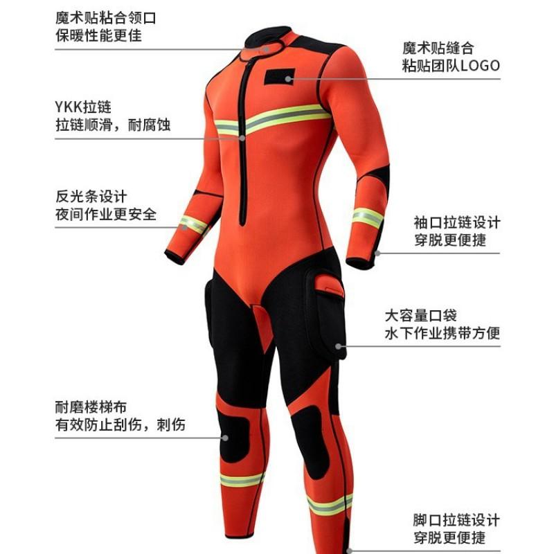 3mm Neoprene Wetsuit Set Diving Swimming Water Sports Flood Rescue Cold Weather Protection Unisex