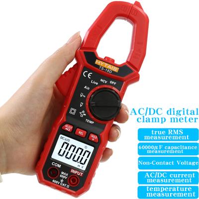 TS-18D Цифровой токоизмерительный клещ AC/DC Высокоточный мультиметр Токоизмерительные клещи с измерением температуры и емкости
