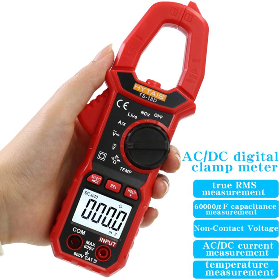 TS-18D Цифровой токоизмерительный клещ AC/DC Высокоточный мультиметр Токоизмерительные клещи с измерением температуры и емкости