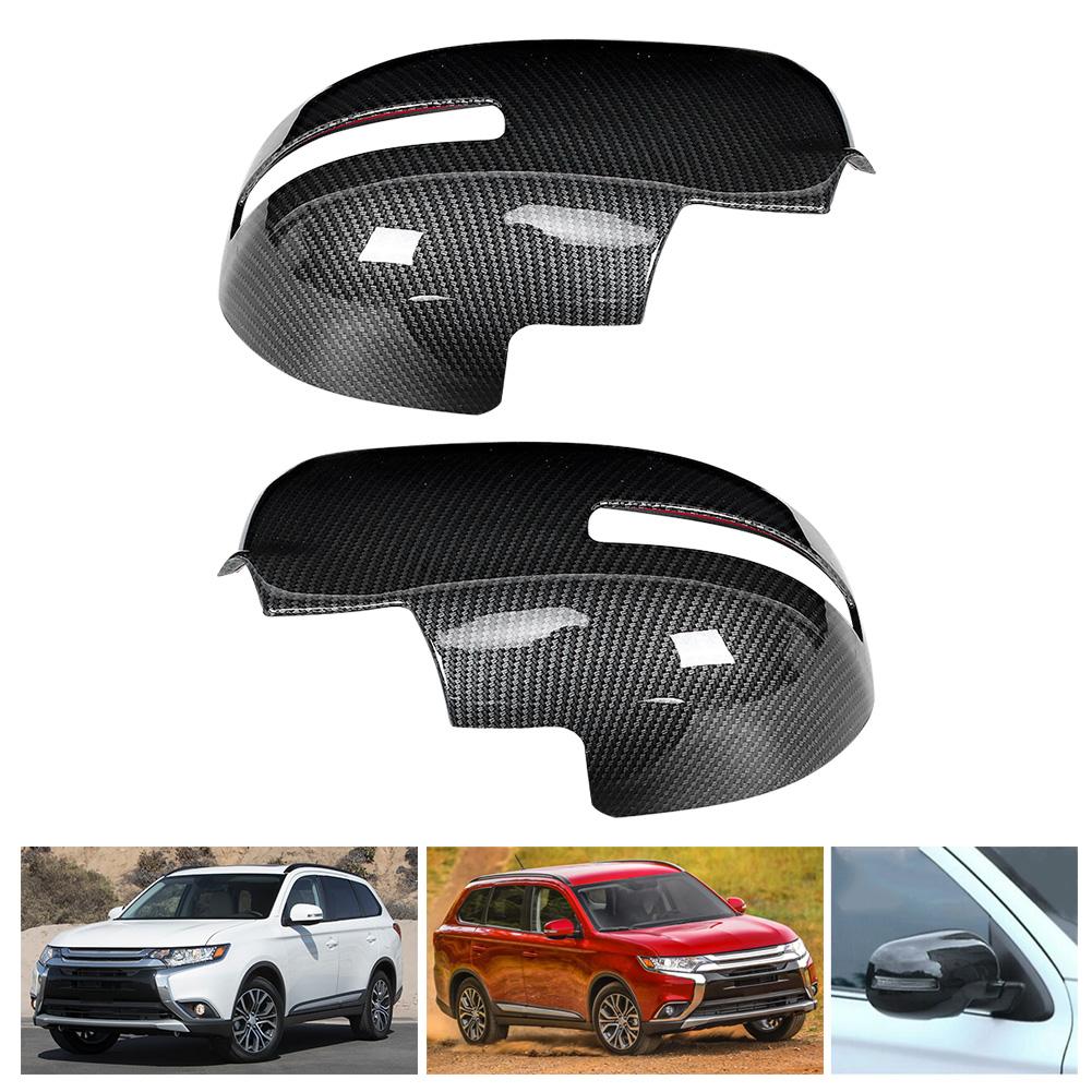 Left Right Rearview Mirror Cover Carbon Fiber Decorative Cap Fit for Mitsubishi Outlander 13?16