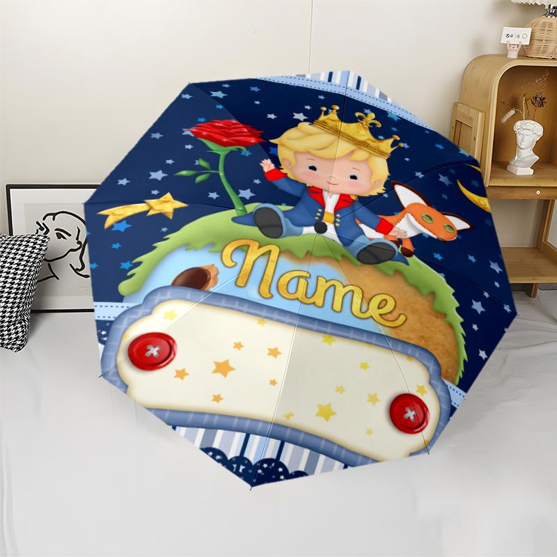 Custom Name The Little Prince Theme Automatic Umbrella, Lightweight & Portable, 8 Rib, Perfect for Outdoor Travel, Birthdays, Christmas, Gifts.