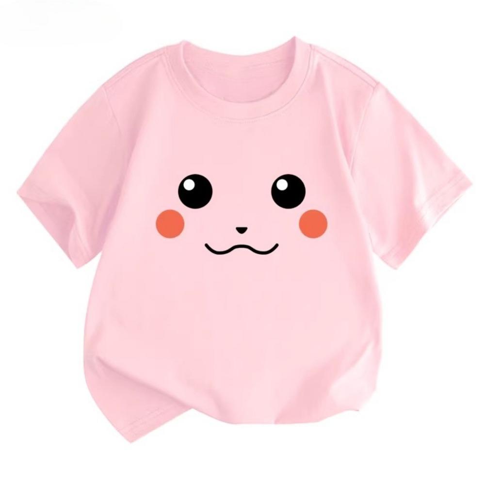 Potdemiel Pikachu Print Children's T-Shirt, New Summer Style, Casual, Comfortable, and Breathable Children's Top