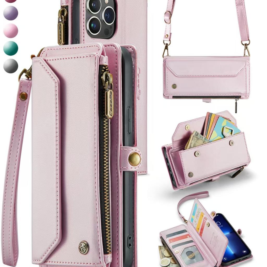 Luxury Zipper Wallet Lanyard Card Slot Multifunction Protective Cover for Samsung for Galaxy Z Fold 3 Made PU Shoulder Bag