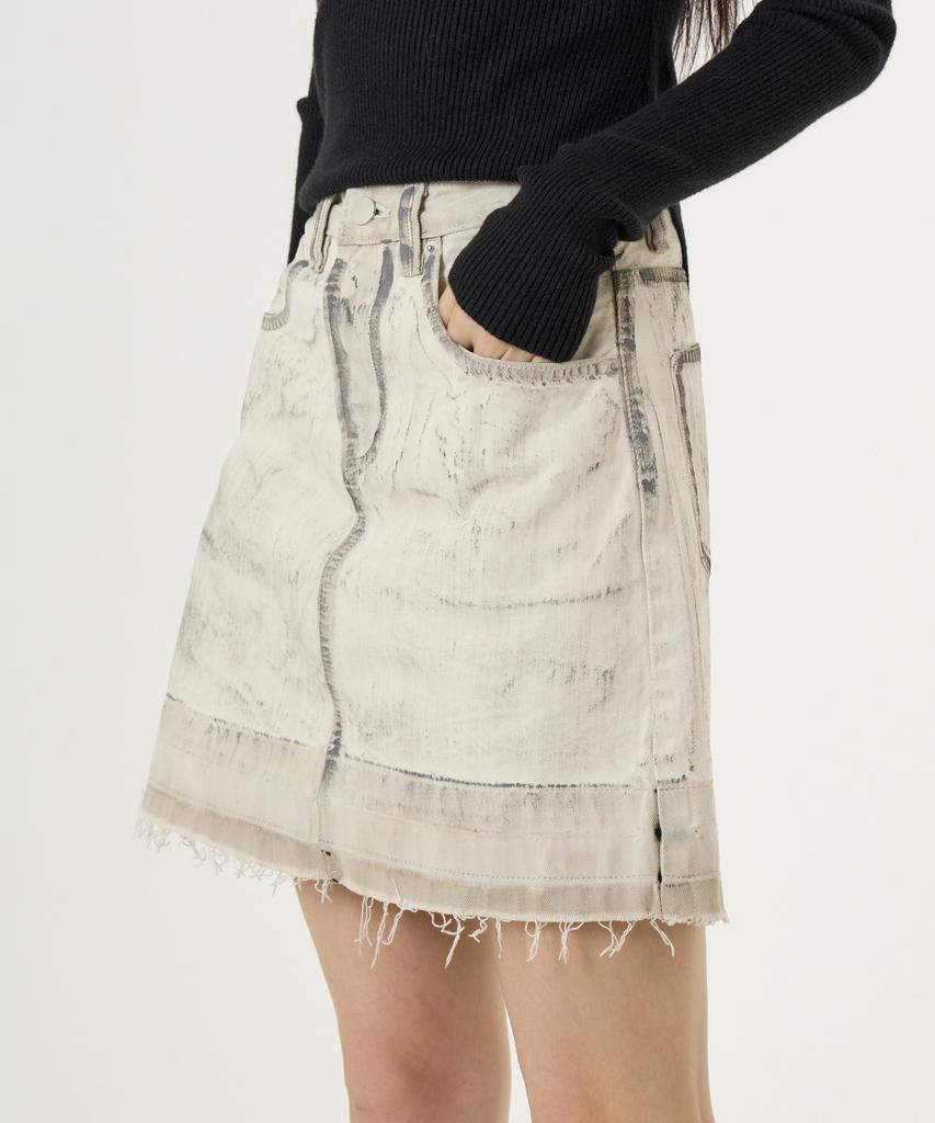 Unknown Planet Slit Mini Skirt Dirty White