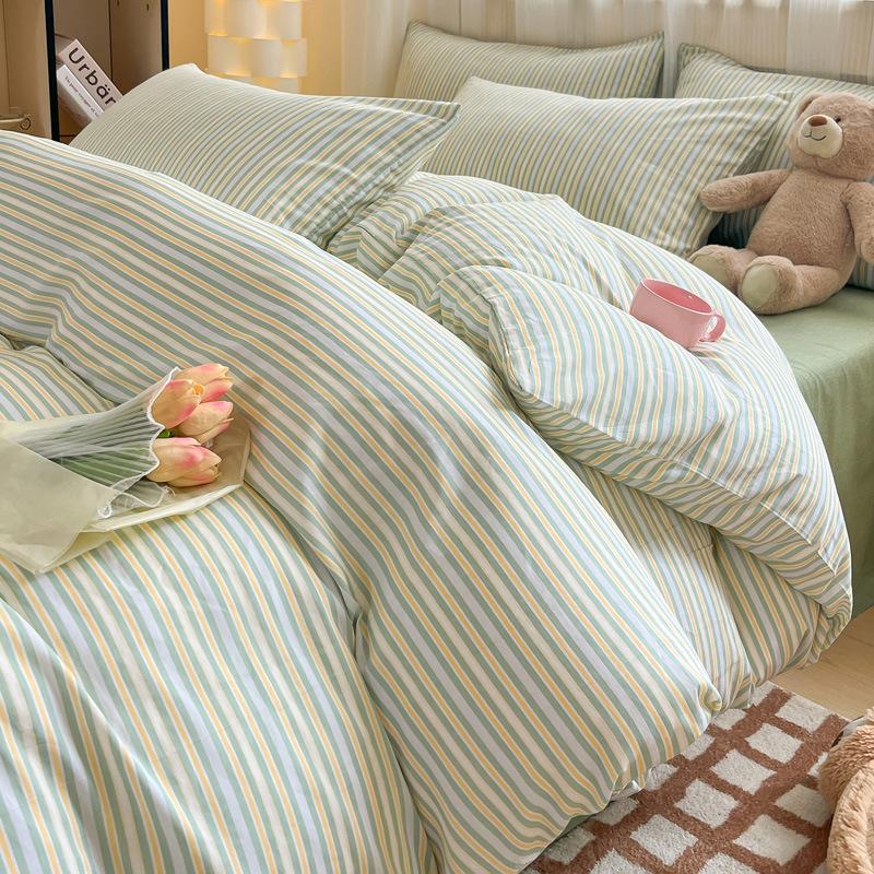 Маленький комплект из четырех предметов из чистого хлопка для спальни, сетчатый комплект из трех предметов