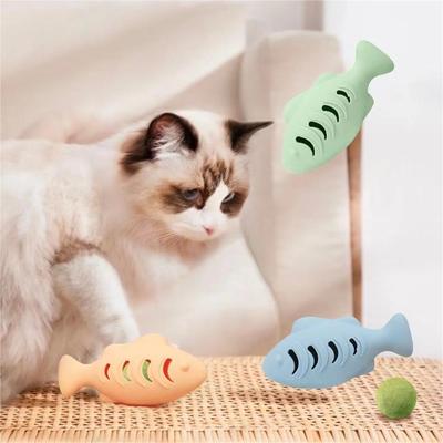 Игрушка для кошек с саморазвивающейся палочкой Feline Fun Interactive, высококачественная, для самостоятельного развлечения, с запахом мяты, в форме рыбы, силиконовая игрушка для кошек