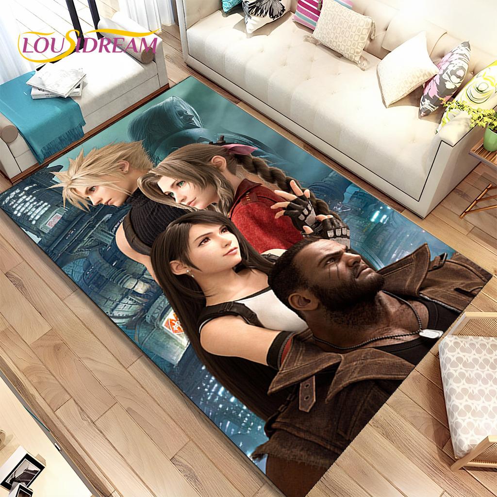 Final Fantasy Series Games Area Rug,Carpet Rug for Home Living Room Children's Bedroom Sofa Doormat Decor,Non-slip Floor Mat 3D