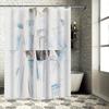 Modern Geometric Blue White Print Shower Curtain Waterproof Bathroom Decor for Kids Bathrooms Large Size Decoration Curtains