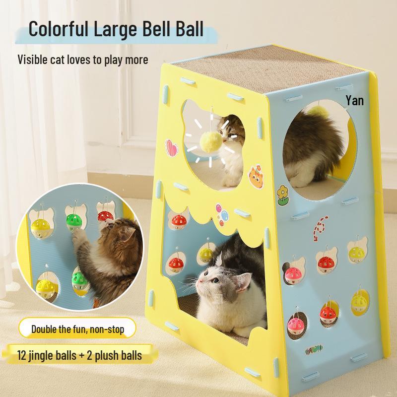 Multifunctional Cat Villa: Self-Amusement Toy with Scratching Board, Tunnel, Bed, and Climbing Frame for Boredom Relief