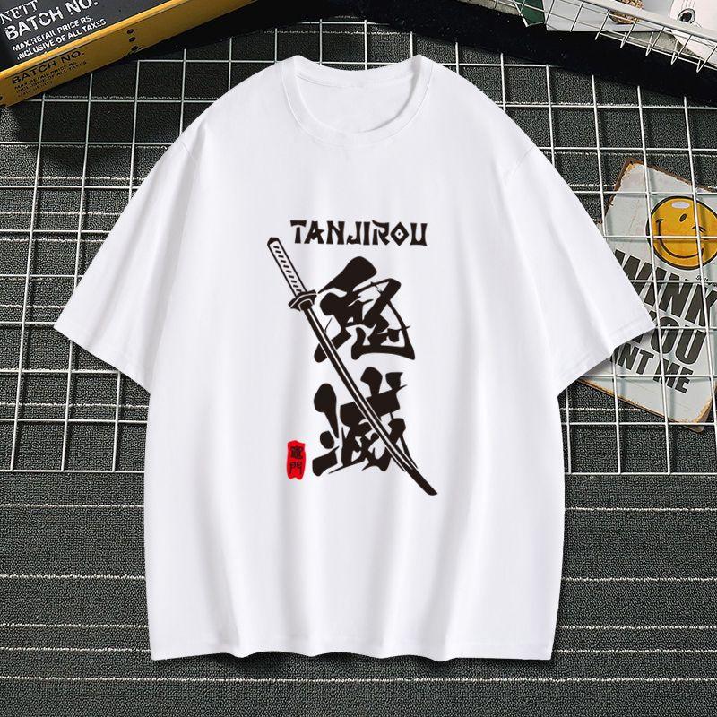 Т-shirt с графическим принтом Demon Slayer, осенний, из чистого хлопка, для мужчин и женщин, с коротким рукавом, уличная мода, трендовая одежда, Харадзюку
