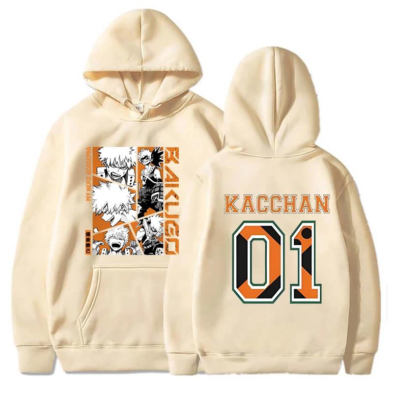 Anime Bakugou Katsuki printed hoodies for men and women, fashionable pullovers for autumn and winter, and women's sweatshirts