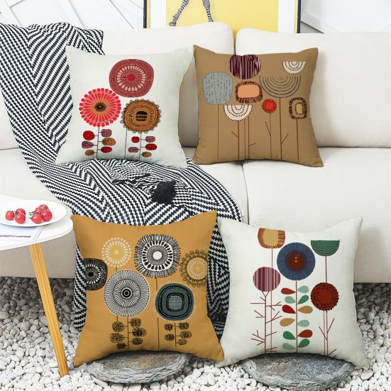 Hand Drawn Abstract Pillowcase, Single-Sided Print Cushion Cover, with Solid Back Decorative Throw Pillow, for Sofa Bed Chair Home Decor