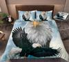Eagle Duvet Cover Set King Queen Size Cute Grey and White Eagle Soars In The Sky Polyester Bedding Set for Kids Teens Adults