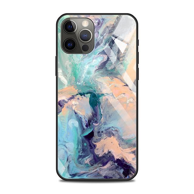 Чехол из закаленного стекла для Iphone 12 11 Pro Max 14 13 12 Mini Fundas X Xr Xs Max 8 7 6s Plus, чехол Fundas Colorfull Marble