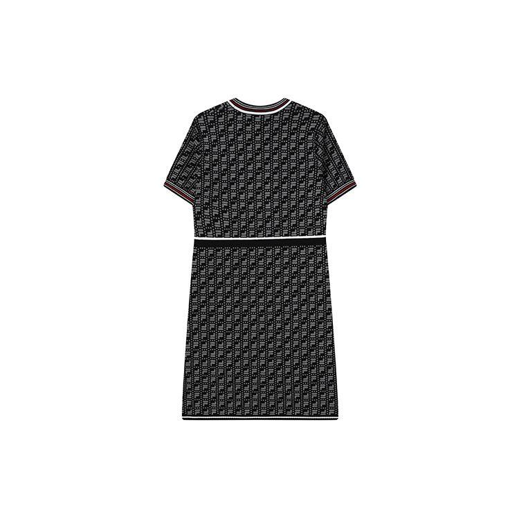 Fila Платье женское тканое модное с принтом по всей поверхности, элегантное, с круглым вырезом и короткими рукавами, черное F11W221309FBK