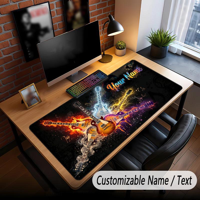 Music Guitar Theme Custom Mouse Pad Personalized With Name Text Customized Desk Mat For Office Home Decor