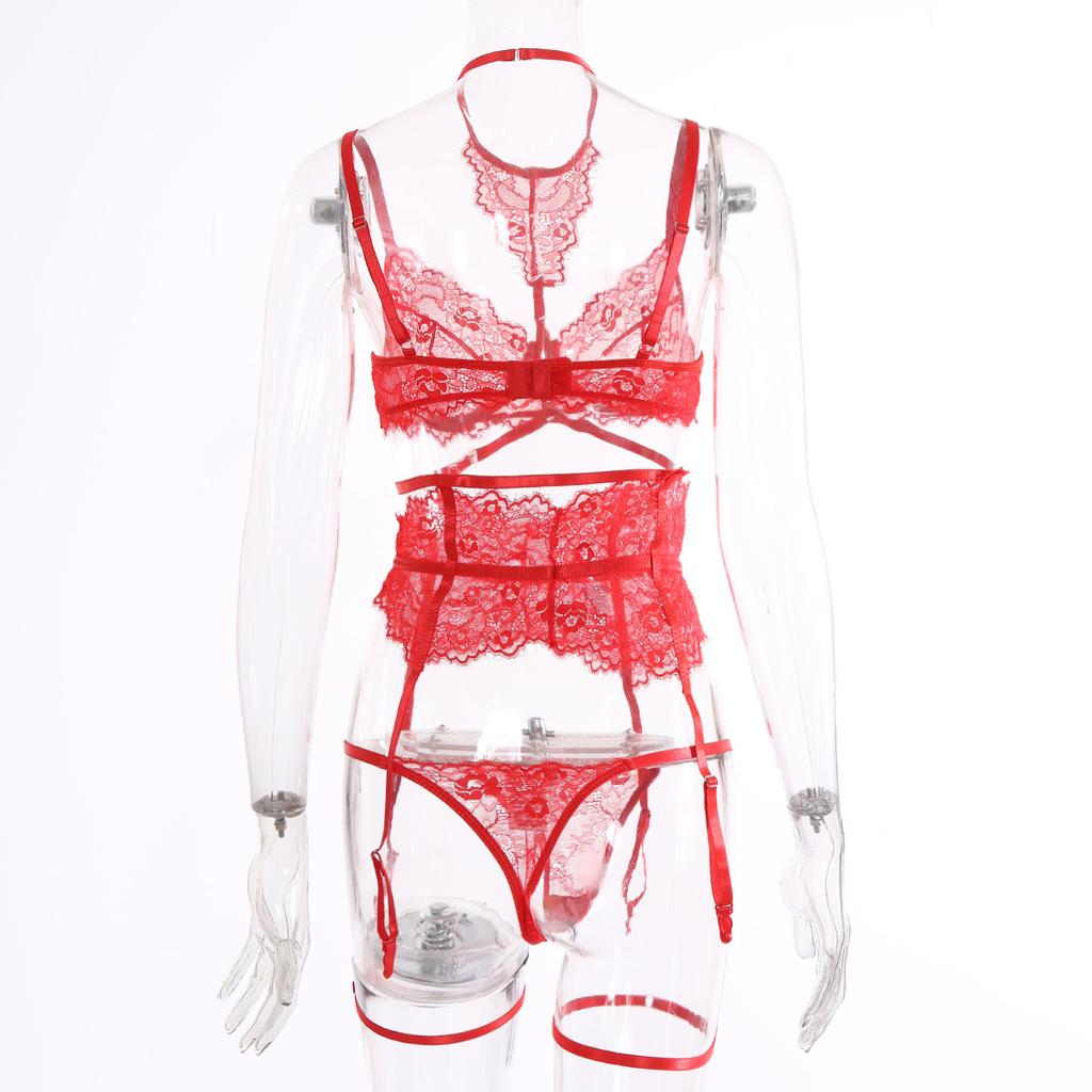 Aduloty Нижнее белье, сексуальное женское белье, комплект из 3 предметов, прозрачный бюстгальтер, кружевной костюм, сексуальные подвязки с чулками, женское эротическое интимное белье