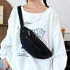 Women Denim Sling Bag Crossbody Fanny Pack Casual Half Moon Chest Bag Blue Jean Waist Pack with Adjustable Strap for Travel