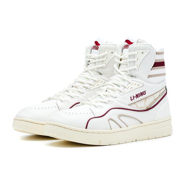 Li-Ning 1990 Classic Series кожаные удобные легкие облегающие нескользящие амортизирующие износостойкие высокие кроссовки для скейтбординга ALFR105-2